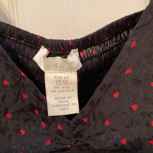 H&M Black Blouse with Subtle Red Dots - Picture 2 of 6